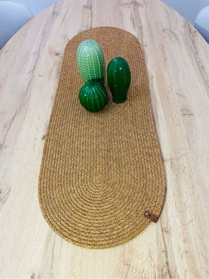 PremiumPort Şık Jüt Hasır Runner, Mutfak ve Salon Dekorasyonu Için 33X90 cm