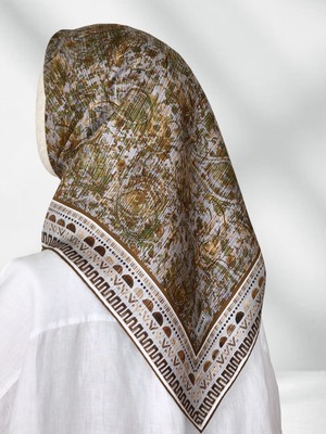 Madleen Yeşil %100 Ipek Twill Eşarp 90X90 cm