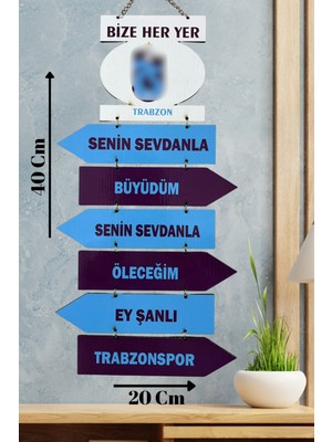 PremiumPort Bordo Mavi Mdf Trabzonspor Taraftar Duvar Süsü 40X20 cm