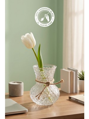 PremiumPort El Yapımı Cam Kafes Vazo, Şık ve Zarif Dekoratif Parça