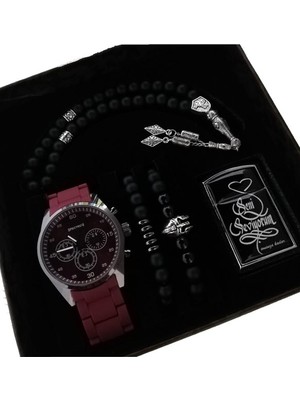 Spectrum Erkek Kol Saati Erkeğe Hediye Sevgili Kombini Doğum Günü Hediyesi Çakmak Tespih Bileklik Saat Seti