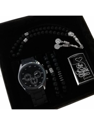 Spectrum Erkek Saat Seti Erkek Hediye Aksesuar Setleri Sevgiliye Hediye Yıl Dönümü Babalar Günü Hediyeleri Tespih Çakmak Bileklik Kol Saati Kombini Sevgililer Günü Hediyeleri Erkeğe Hediye Seti