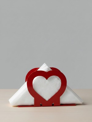 Odmek Kalp Figürlü Metal Peçetelik –masaüstü Peçete Tutucu (16×10×4 Cm)