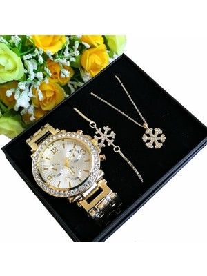 Spectrum Anneler Günü Hediyesi Bayan Kol Saati Altın Renk Taşlı Metal Kordon Kadın Saat Kartanesi Bileklik Kombini Sevgiliye Hediye Doğum Günü Hediyesi