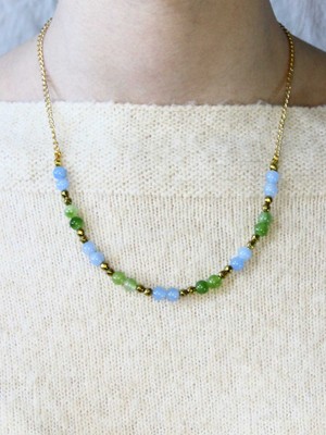 Esha Doğal Taş Yeşil Akik Apatit Hematit Doğal Taşlı Kadın Doğal Taş Kolye EUK52YAAP