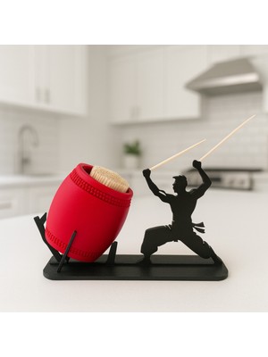 PremiumPort Kırmızı ve Siyah Savaşçı Temalı Masaüstü Dekoratif Kürdanlık