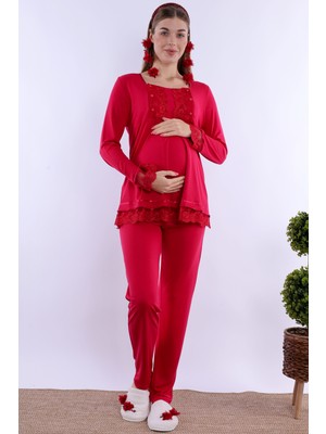 Effortt Vişne Hamile Lohusa Pijama Takımı