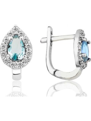 Inure Jewelry Gümüş Turkuaz Taşlı Damla J Kadın Küpe