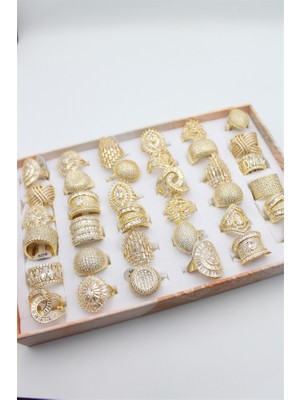 Royaleks 36'lı Zirkon Yüzük Seti - Altın