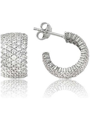 Inure Jewelry Gümüş Beş Sıralı Beyaz Tamtur Küpe