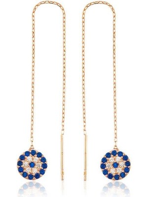 Inure Jewelry Gümüş Zincirli Nazar Küpe