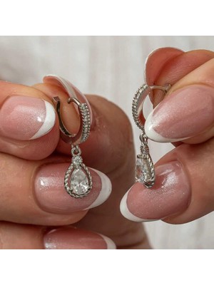 Inure Jewelry Gümüş Sallantılı Damla Kadın Küpe