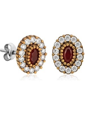 Inure Jewelry Gümüş Otantik Oval Çivili Bayan Küpe