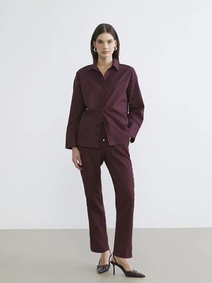 LC Waikiki Beli Lastikli Dokulu Havuç Kesim Kadın Pantolon  (S6)