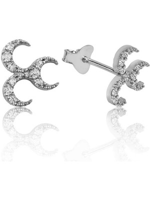 Inure Jewelry Gümüş Üç Hilal Çivili Küpe