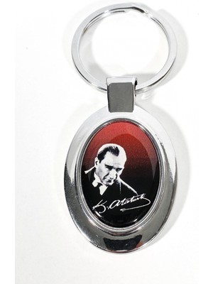 Moncuk Design Atatürk Posterli Oval Metal Anahtarlık