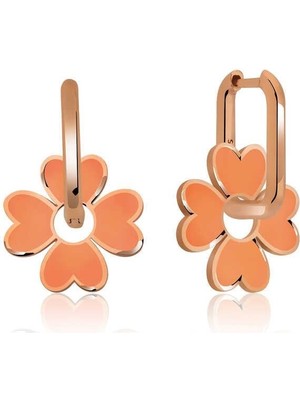 Inure Jewelry ​Gümüş Fosforlu Turuncu Yonca Küpe