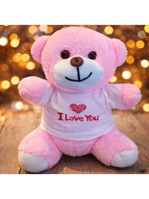 Livenda Pembe I Love You Tasarım Tişörtlü Ayıcık
