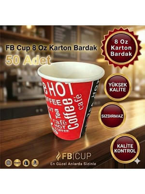 FB Cup 8 Oz Sızdırmaz Karton Bardak - 50 Adet