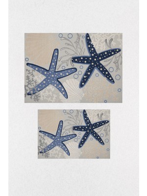 Rovigo Home Dijital Baskı  Modern Banyo Halısı Ikili Banyo Paspası RVG5-1778  100X60+60X50 cm