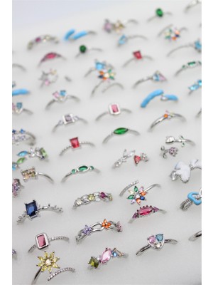 Royaleks 12'li Karışık Prenses Yüzük Seti - Gümüş