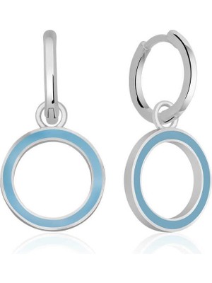 Inure Jewelry Gümüş Fosforlu Mavi Oval Küpe