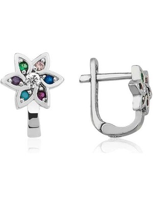 Inure Jewelry Gümüş Renkli Çiçek Bayan Küpe