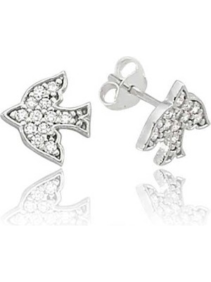 Inure Jewelry Gümüş Kırlangıç Çivili Küpe