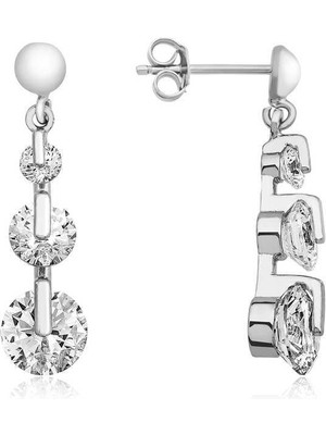 Inure Jewelry Gümüş 3 Taş Tria Çivili Küpe