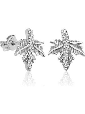 Inure Jewelry Gümüş Çınar Yaprağı Bayan Küpe