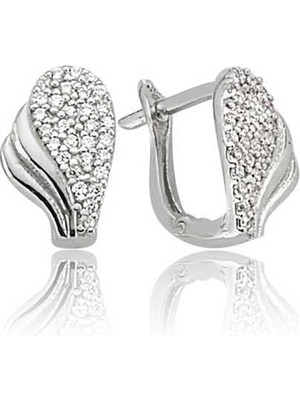 Inure Jewelry Gümüş Yaprak Desenli Küpe