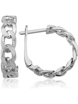 Inure Jewelry ​Gümüş Zincir Desenli Halka Küpe