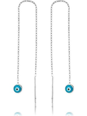 Inure Jewelry Gümüş Nazar Zincirli Küpe