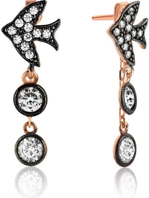 Inure Jewelry Gümüş Zincirli Kırlangıç Küpe