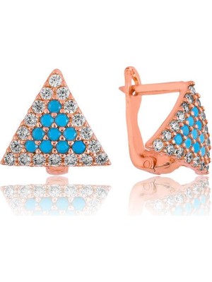 Inure Jewelry Gümüş Mavi Üçgen Küpe