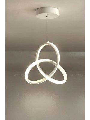 Ece Aydınlatma Kleos Beyaz Kasa Beyaz Işıklı Modern LED Avize