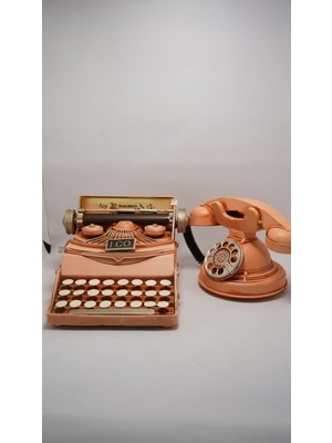 PremiumPort Şık Dekoratif Telefon ve Daktilo Seti, Ev ve Ofis Için Hediye