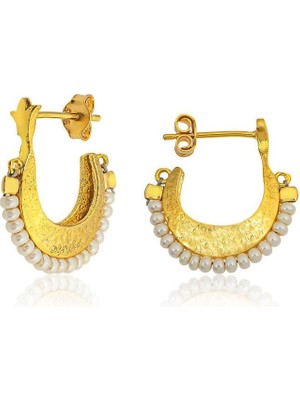 Inure Jewelry ​Gümüş Beyaz Taşlı Bohem Çivili Küpe