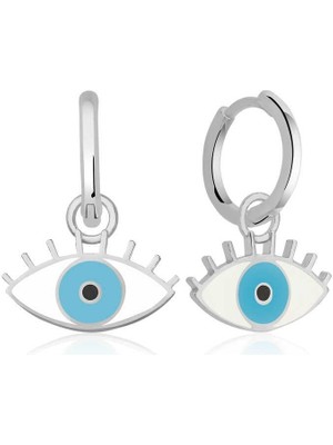 Inure Jewelry ​Gümüş Fosforlu Mavi Göz Küpe