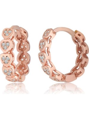 Inure Jewelry Gümüş Kalpli Zirkon Taşlı Halka Kadın Küpe