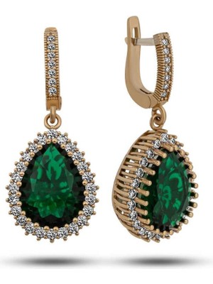 Inure Jewelry Gümüş Zümrüt Taşlı Hürrem Kadın Küpe