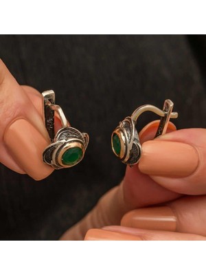 Inure Jewelry Gümüş Çiçek Desenli Otantik Kadın Küpe