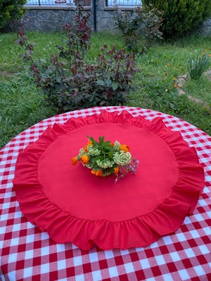 PremiumPort Fırfırlı Yuvarlak Runner 60CM, Şık ve Zarif Dekorasyon Parçası