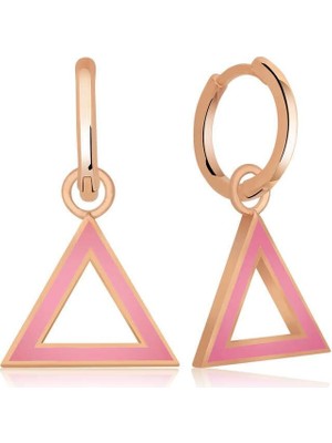 Inure Jewelry Gümüş Fosforlu Pembe Üçgen Küpe