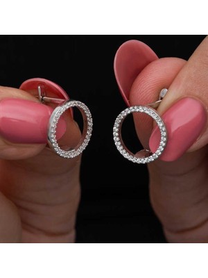 Inure Jewelry Gümüş Yuvarlak Kadın Küpe