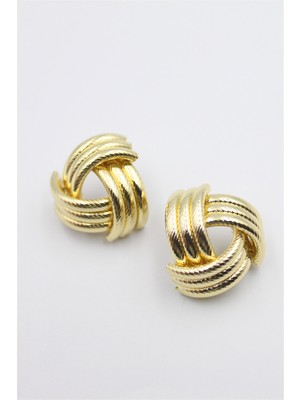 Royaleks Metal Örgü Küpe - Altın