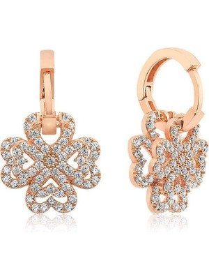 Inure Jewelry Gümüş Üç Boyutlu Yonca Küpe