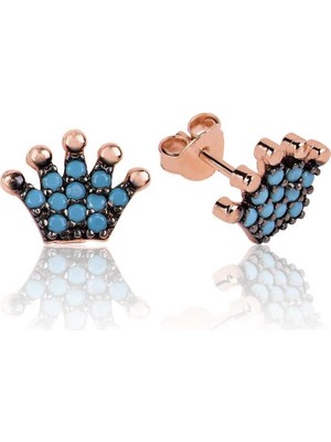 Inure Jewelry Gümüş Kraliçe Tacı Çivili Küpe