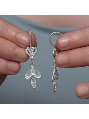 Inure Jewelry Gümüş Üç Yaprak Telkari Kadın Küpe