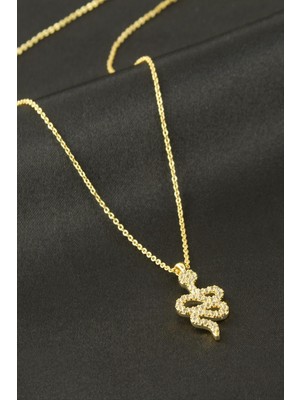 Makay Yılan Zirkon Taşlı Kolye